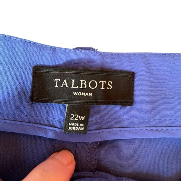 Talbots Womens Dress Pant Plus Sz 22W Blue Cropped Trouser Preppy Coastal Capri - Picture 6 of 7